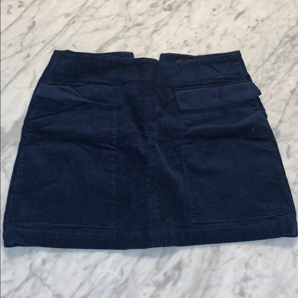 Zara Navy Corduroy Mini Skirt